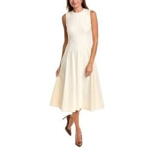 Vince 6 Paneled Midi Dress cream fuzzy textured fit and flare